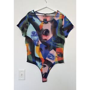 Vtg Y2k 90s Ashley Steward Mesh Sheer Bodysuit Women’s 18/20 Artsy Grunge NWT